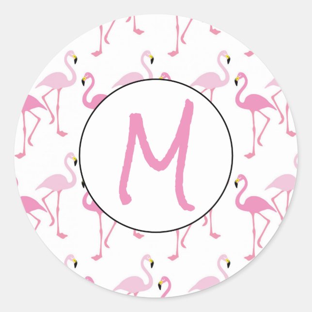 Personalized Flamingo Wallpaper Background Classic Round Sticker (Front)