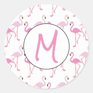 Personalized Flamingo Wallpaper Background Classic Round Sticker