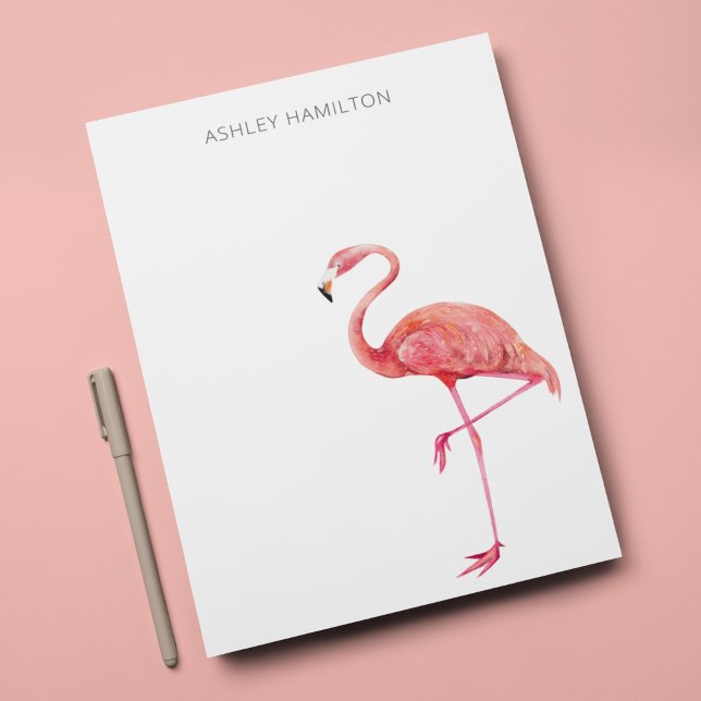 Personalized Flamingo Watercolor Note Card (Creator Uploaded)