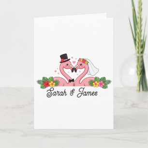 Personalized Flamingo Wedding Couple Tropical Gift Card