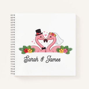 Personalized Flamingo Wedding Couple Tropical Gift Notebook