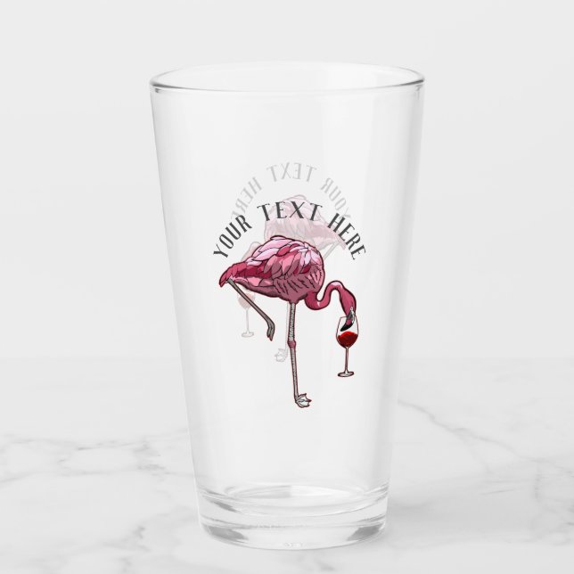 Personalized Flamingo Wine Drinker Novelty Glass (Front)