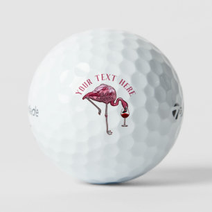 Personalized Flamingo Wine Drinker Novelty Golf Balls