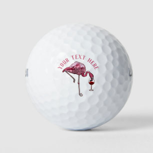 Personalized Flamingo Wine Drinker Novelty Golf Balls