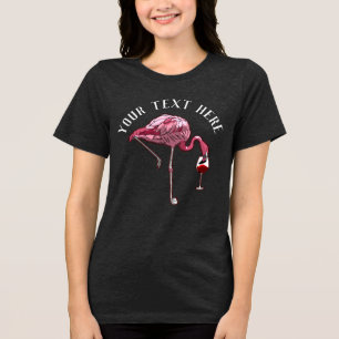 Personalized Flamingo Wine Drinker Novelty Tri-Blend Shirt