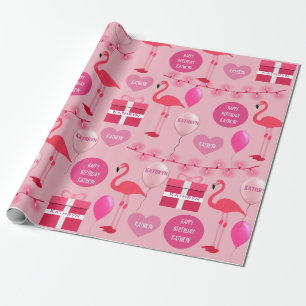 Personalized Flamingos Birthday Wrapping Paper