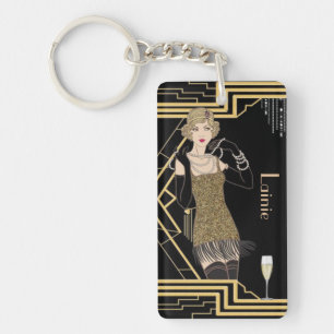personalized flapper girl keychain