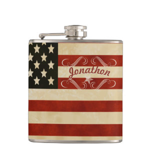 Personalized Flask American Vintage Flag