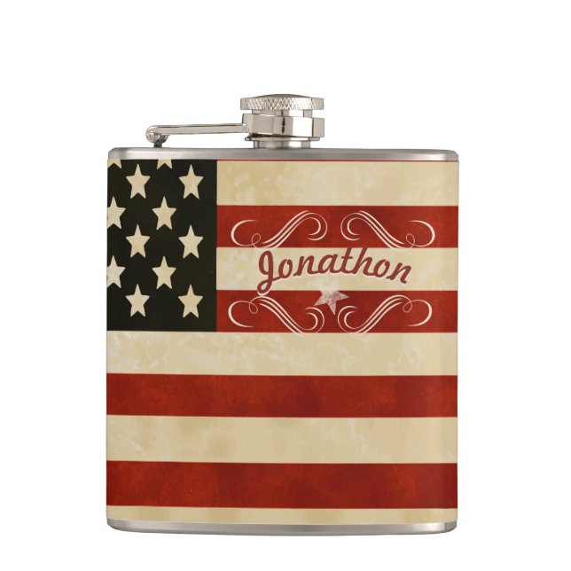 Personalized Flask American Vintage Flag (Front)