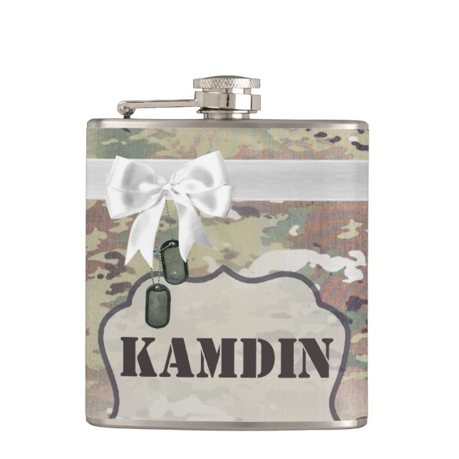 Personalized Flask Army OCP Camo Uniform Camoflage (Front)