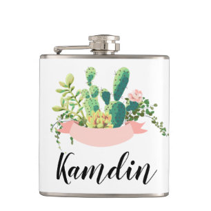 Personalized Flask Bohemian Cactus Succulents Dess