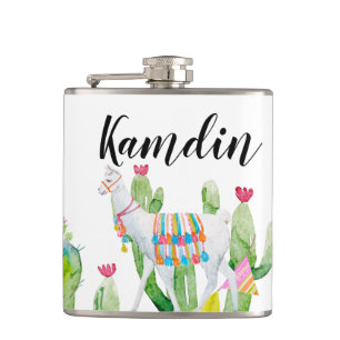 Personalized Flask Boho Llama Bohemian Cacti Deser