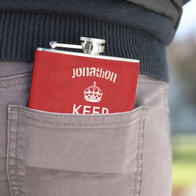 Personalized Flask Keep Calm and Carry On (In Situ)