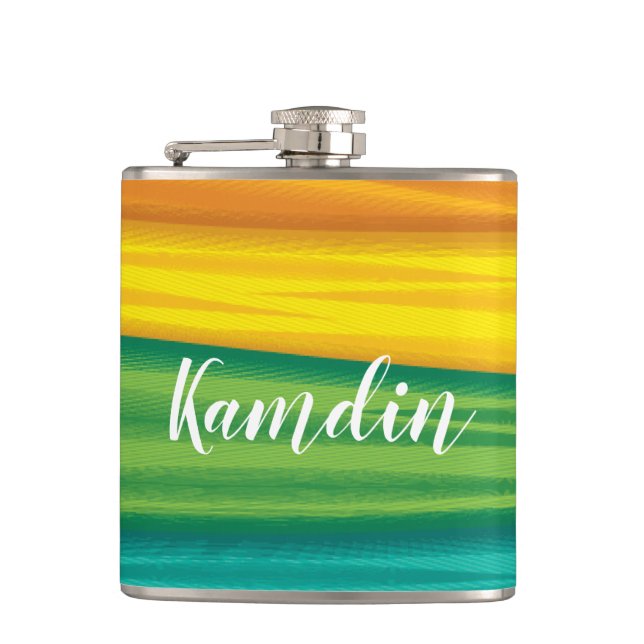 Personalized Flask lgbtq rainbow flag lesbian gay (Front)