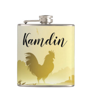 Personalized Flask Sunny Morning Farm Country Rust