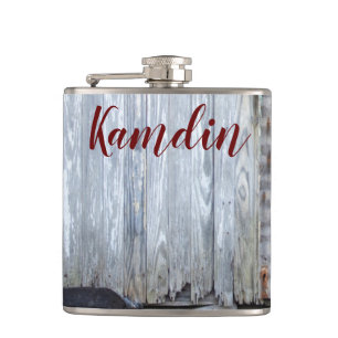 Personalized Flask White Wash Wood Barn Door Count