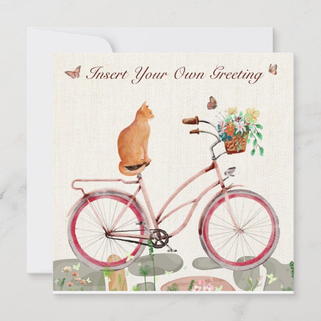 Personalized Flat Card Le Chat à Vélo  (Front)