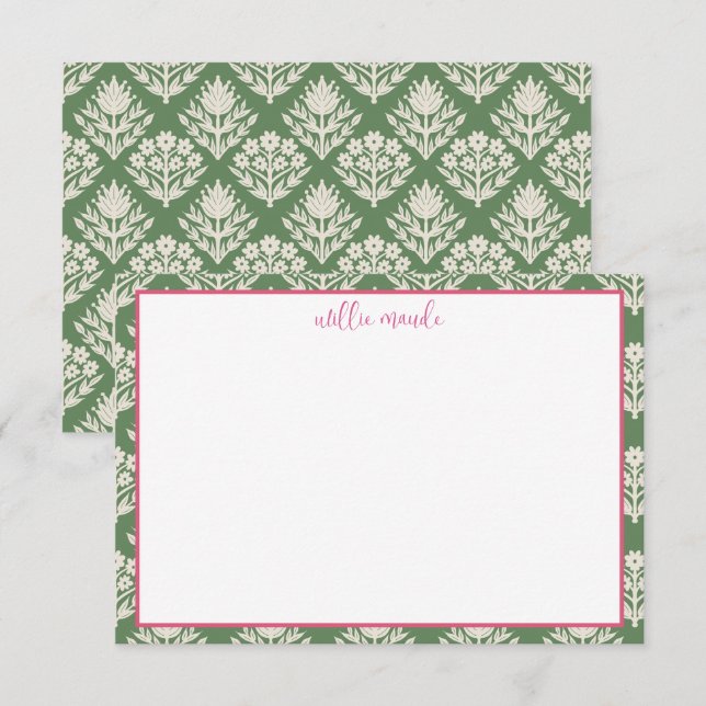 Personalized  Flat Note Cards | Floral Stationary  (Front/Back)