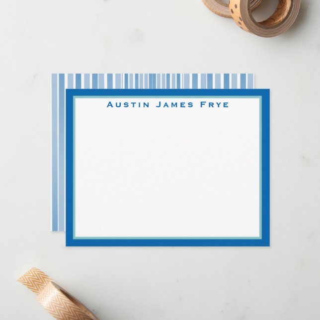 Personalized Flat Note Cards Stationery for Men (Front/Back In Situ)