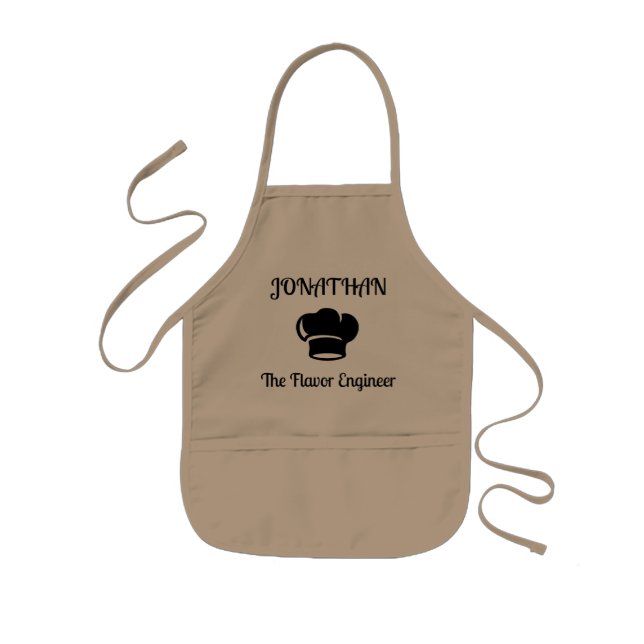 Personalized Flavour Engineer With Chef Hat Kids Apron (Front)