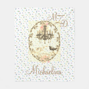 Personalized Fleece Blanket Le Chandelier Rosebuds