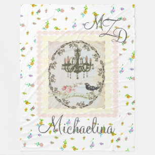 Personalized Fleece Blanket Le Chandelier Rosebuds