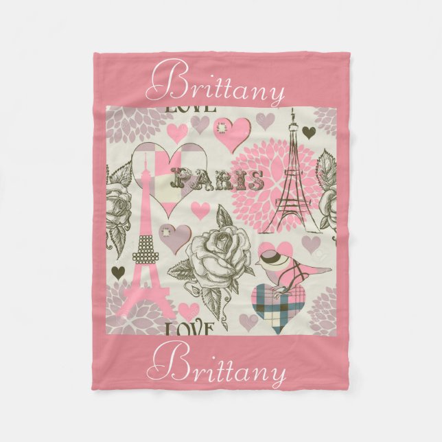 Personalized Fleece Blanket/Paris (Front)