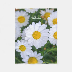 Personalized Fleece Blankets With White Daisy