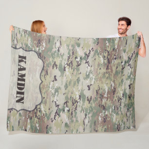 Personalized Fleece Throw Army OCP Camo Uniform Blanket