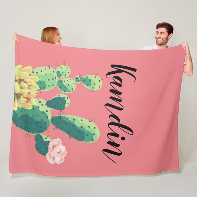Personalized Fleece Throw Bohemian Cactus Succulen (In Situ)