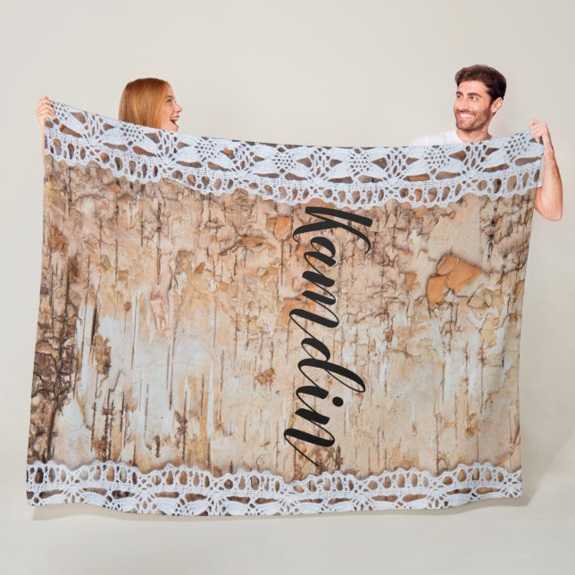Personalized Fleece Throw country barn wood lace t (In Situ)