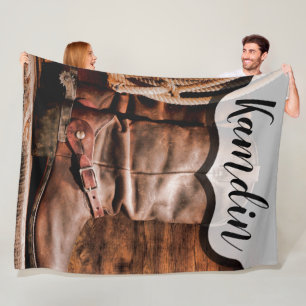 Personalized Fleece Throw Cowboy Boots Barn Wood R