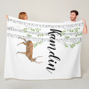 Personalized Fleece Throw Deer Doe Buck Woodland H Blanket
