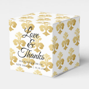 Personalized Fleur De Lis Gold Wedding Favor Box