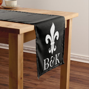 Personalized fleur de lis table runner for wedding