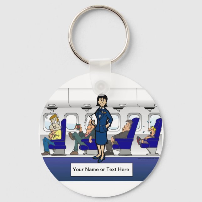 Personalized Flight Attendant - Female Cartoon  Keychain (Front)