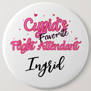 Personalized Flight Attendant Valentines Button