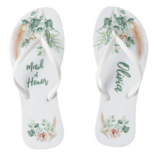 Personalized Flip Flop, Eucalyptus themed Flip Flops