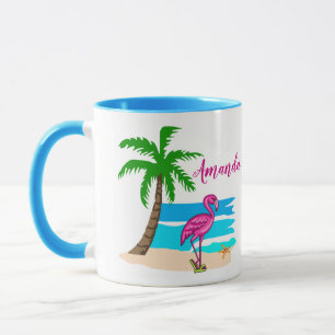 Personalized Flip Flop Flamingo  Mug