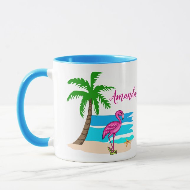 Personalized Flip Flop Flamingo  Mug (Left)
