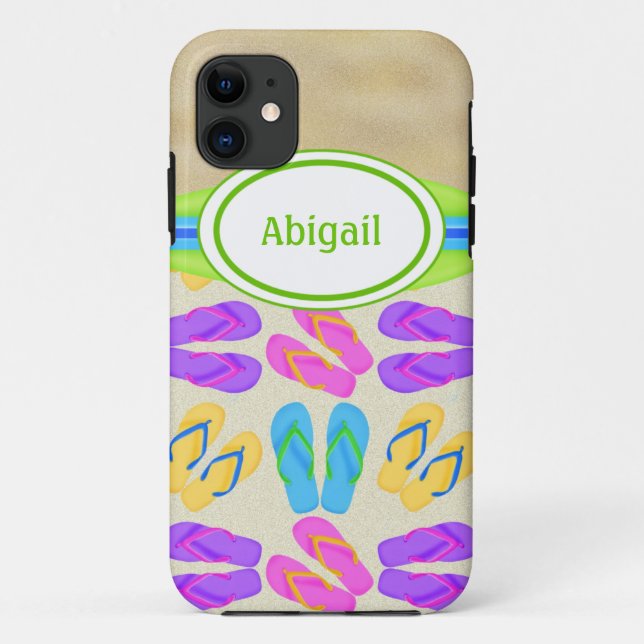 Personalized Flip Flops and Beach iPhone 5 Case (Back)