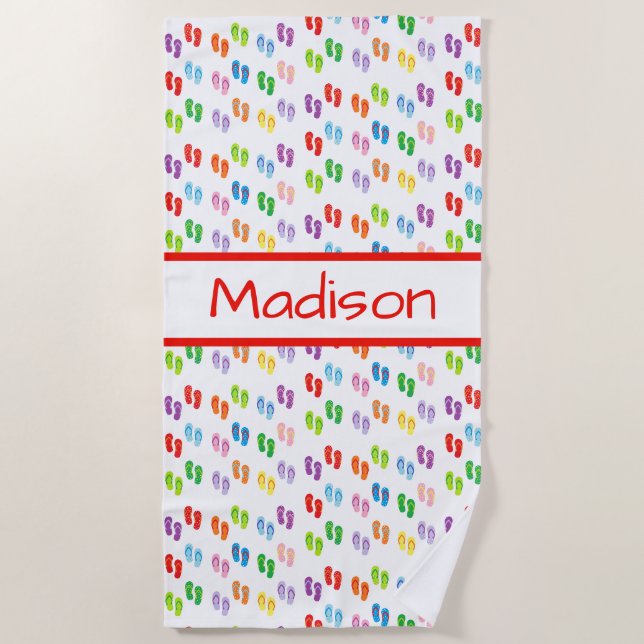 Personalized "Flip Flops" Beach Towel (Front)