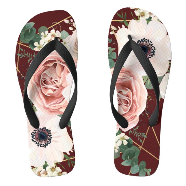 Personalized Flipflop Sandals Geometric Wine Burgu (Footbed)