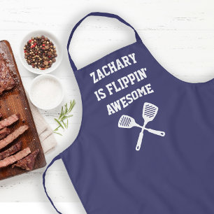 Personalized Flippin Awesome Spatula Navy Blue Apron