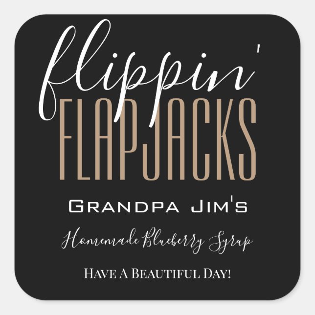 Personalized "Flippin Flapjacks" Homemade Food  Square Sticker (Front)