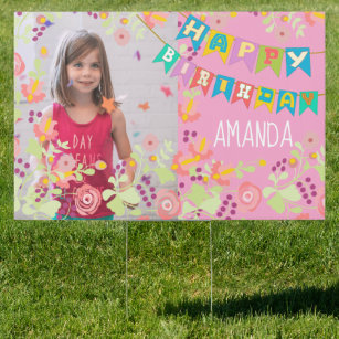Personalized flora picture and text garden sign