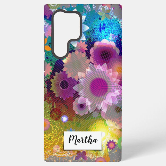 Personalized Floral Abstract Design Samsung Galaxy S22 Ultra Case (Back)