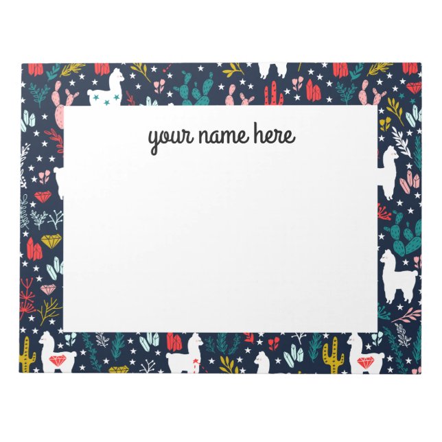 Personalized Floral Alpaca Notepad (Front)