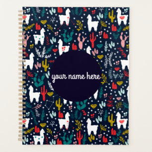 Personalized Floral Alpaca Planner