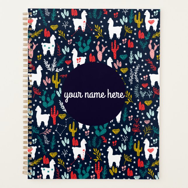 Personalized Floral Alpaca Planner (Front)